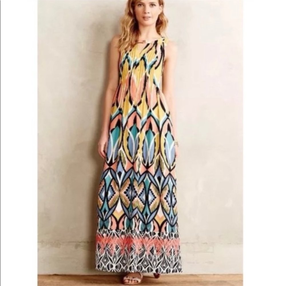 EUC Anthropologie Floreat Dahlia Maxi Dress, 12